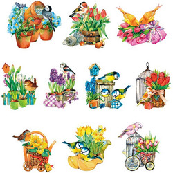 Valmiiksi leikattuja 3D kuvia, Birds & Flowers