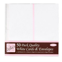 Anita's pitkä korttipohja ja yhteensopiva kirjekuori, 50 kpl, valkoinen
