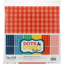 Echo Park Dots & Stripes Gingham -paperipakkaus, 12