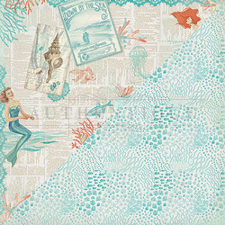 Authentique Sea-Maiden skräppipaperi Newsprint Seaside Collage