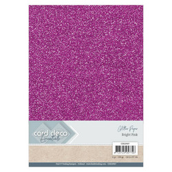 Card Deco Glitter -paperipakkaus, Bright Pink, A4