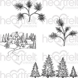 Heartfelt Creations Snowy Pine Village -leimasinsetti