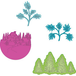 Heartfelt Creations Snowy Pine Village -stanssisetti