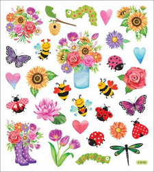 Sticker King tarrat Spring Flowers & Bugs Glitter
