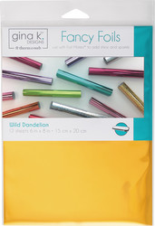 Gina K. Designs Fancy Foils -folio, sävy Wild Dandelion, 12 arkkia
