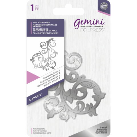 Gemini Foil Stamp Die -kuviolevy Flourishing Swirls 2