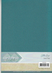 Card Deco Glitter -paperipakkaus, Dark Teal, A4
