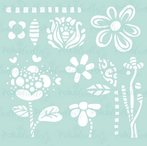 Polkadoodles Flower Doodles -sapluuna