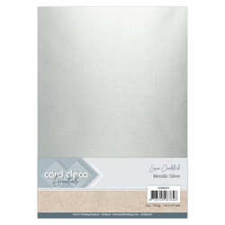 Card Deco Metallic Linen -kartonki, sävy Silver, A4, 6 kpl