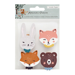 Crate Paper Magical Forest Wood Veneer Clothespins, pyykkipojat