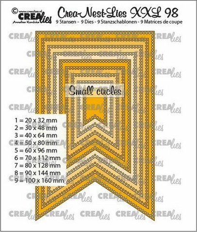 Crealies XXL 98 -stanssisetti Fishtail Banner with Small Circles -  Käsitellen