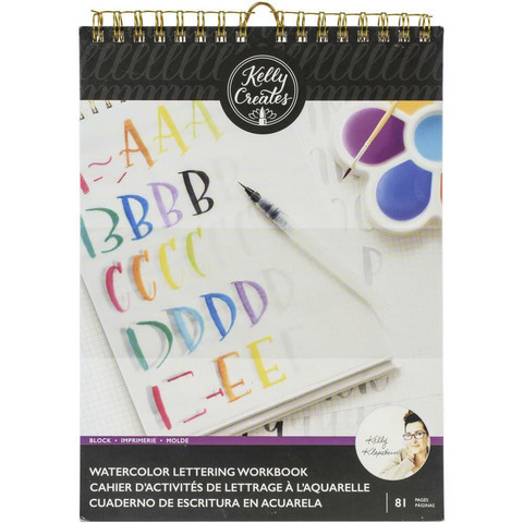 Kelly Creates Watercolor Brush Lettering Workbook  -harjoitusvihko, Block