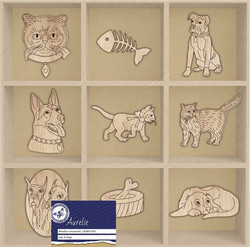 Aurelie Cats & Dogs -puukoristeet, 45 kpl