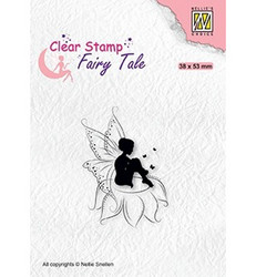 Nellie's Choice Fairy Tale leimasin Elf Sitting on Flower