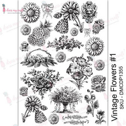 Dress My Craft Transfer Me -arkki, Vintage Flowers #1