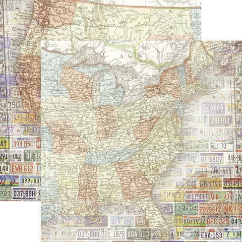 Paper House skräppipaperi United States Map