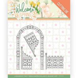 Jeanines Art Welcome Spring stanssi Arch and Fence