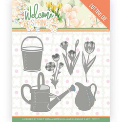 Jeanines Art Welcome Spring stanssi Watering Can and Bucket