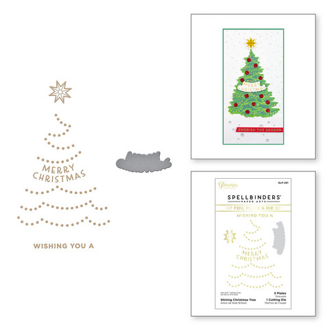 Spellbinders Glimmer Hot Foil -kuviolevy Shining Christmas Tree + stanssi