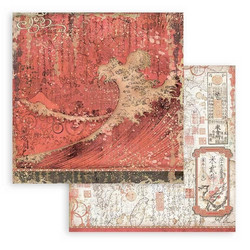 Stamperia Sir Vagabond in Japan skräppipaperi Red Texture