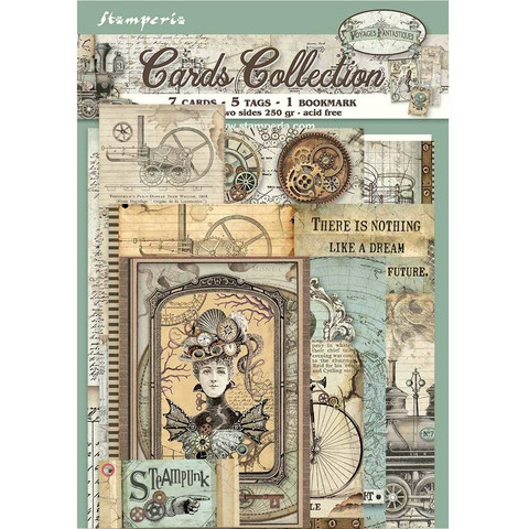 Stamperia Cards Collection -leikekuvat Voyages Fantastiques 