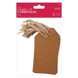 Papermania Create Christmas -tagit Kraft, 20 kpl
