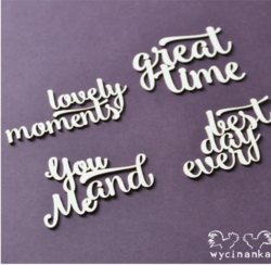 Chipboard tekstileikkeet, lovely moments, 4 kpl