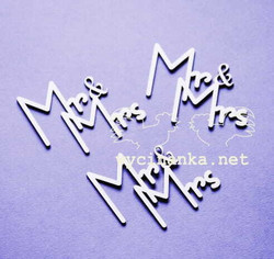 Chipboard tekstileike, Mr & Mrs, 3 kpl