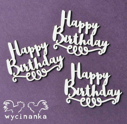 Chipboard tekstileike, Happy Birthday, 3 kpl