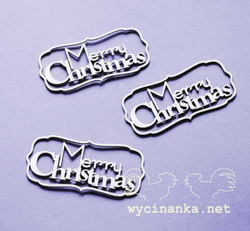 Chipboard tekstileike, Merry Christmas, 3 kpl