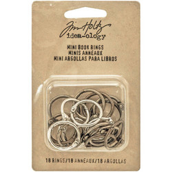 Tim Holtz Idea-Ology Mini Book Rings -saranarenkaat, 18 kpl
