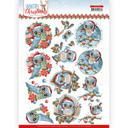 Yvonne Creations Wintry Christmas 3D-kuvat Christmas Owls, leikattava