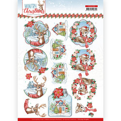 Yvonne Creations Wintry Christmas 3D-kuvat Christmas Deer, leikattava