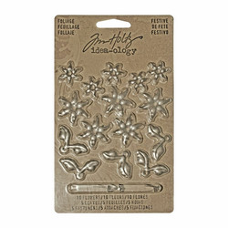 Tim Holtz Idea-Ology Metal Adornments -koristeet, Foliage Festive