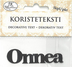Koristeteksti Onnea, musta, 5 kpl