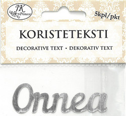 Koristeteksti Onnea, hopeafolio, 5 kpl