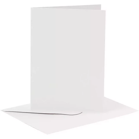 Korttipohjat ja Kirjekuoret, A6, valkoinen, 6kpl