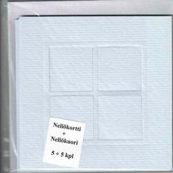Korttipohjat 12.5 x 12.5 cm, aukollinen, vaaleansininen, 5 kpl + kirjekuoret