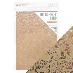 Tonic Foiled Kraft Card -kartonki, Rose Gold Blossom, 5 arkkia
