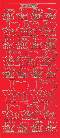 Ääriviivatarra, I love You, Punainen / Kulta