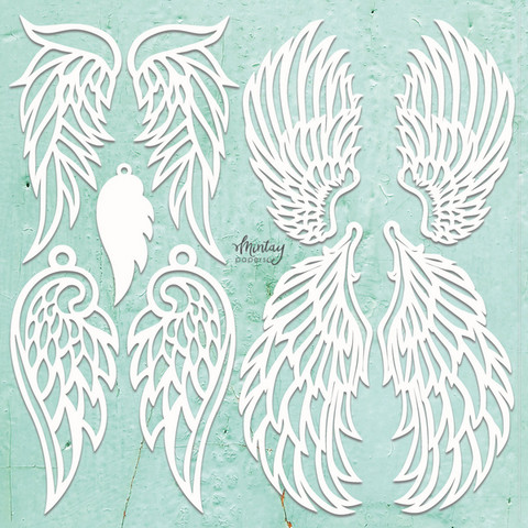 Mintay Chippies -chipboard Angel Wings -setti
