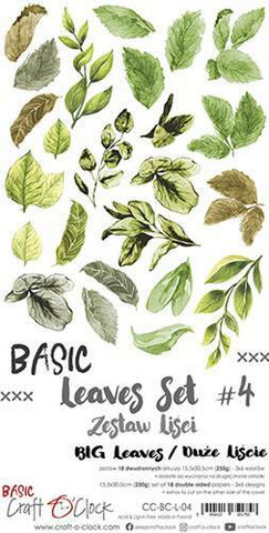 Craft O'clock paperipakkaus Basic Leaves Set 4, Big Leaves