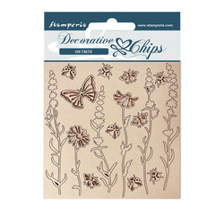 Stamperia Decorative Chips kuvioleike Provence, Flowers and Butterflies