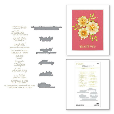 Spellbinders Glimmer Hot Foil -kuviolevy -ja stanssisetti Sentiments For Everyday