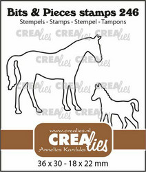 Crealies leimasinsetti Mare and Foal Silhouettes Outline