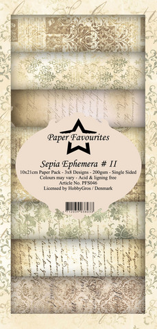 Paper Favourites Sepia Ephemera # II -paperipakkaus, Slim Line