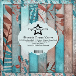 Paper Favourites Turquoise Tropical Leaves -paperipakkaus, 12