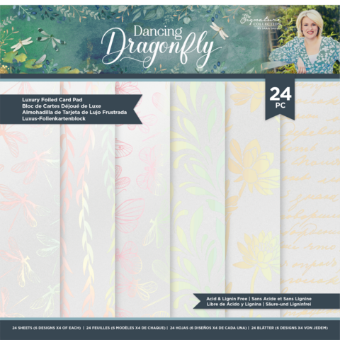 Crafter's Companion Dancing Dragonfly -Luxury Foiled -paperipakkaus, 8