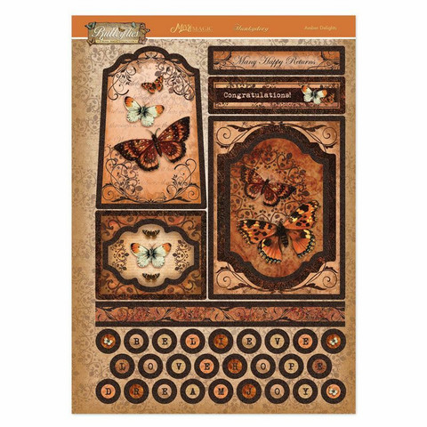 Hunkydory Flight of the Butterflies Mirri Luxury Topper -pakkaus, Amber Delights