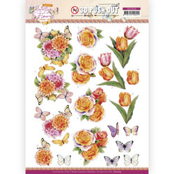 Jeanine's Art Perfect Butterfly Flowers 3D-kuvat Orange Rose